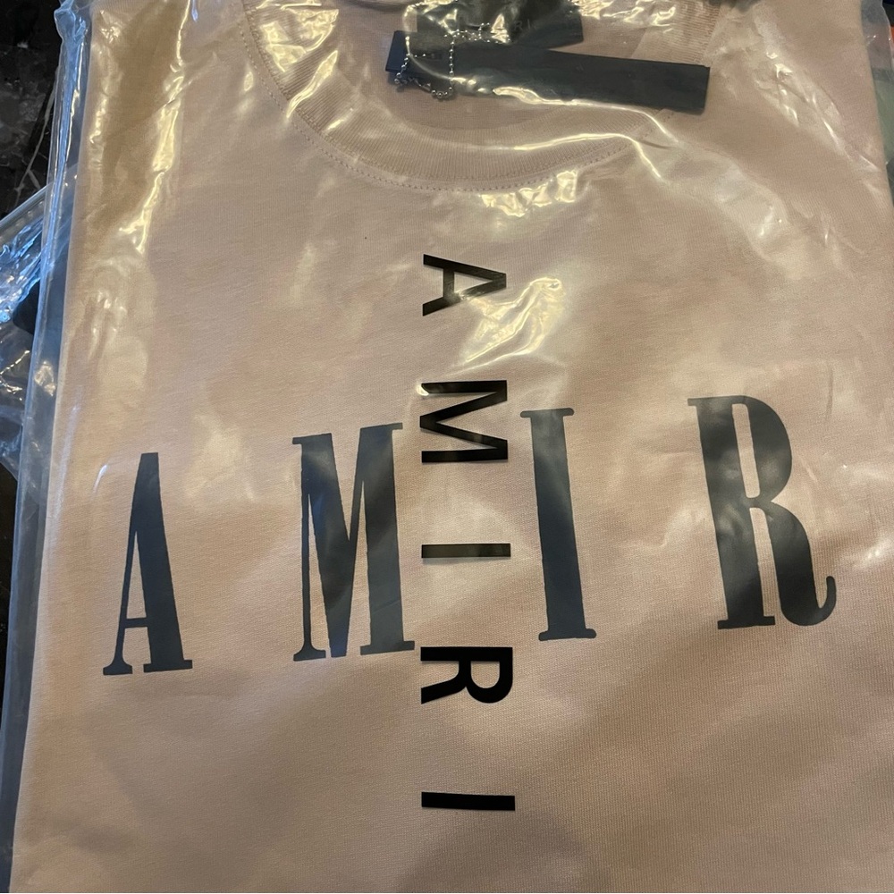 AMIRI Cream T-Shirt with Bold Logo
